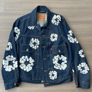 Denim Tears Japanese Raw Denim Indigo Mens Trucker Jacket Excellent - Size S